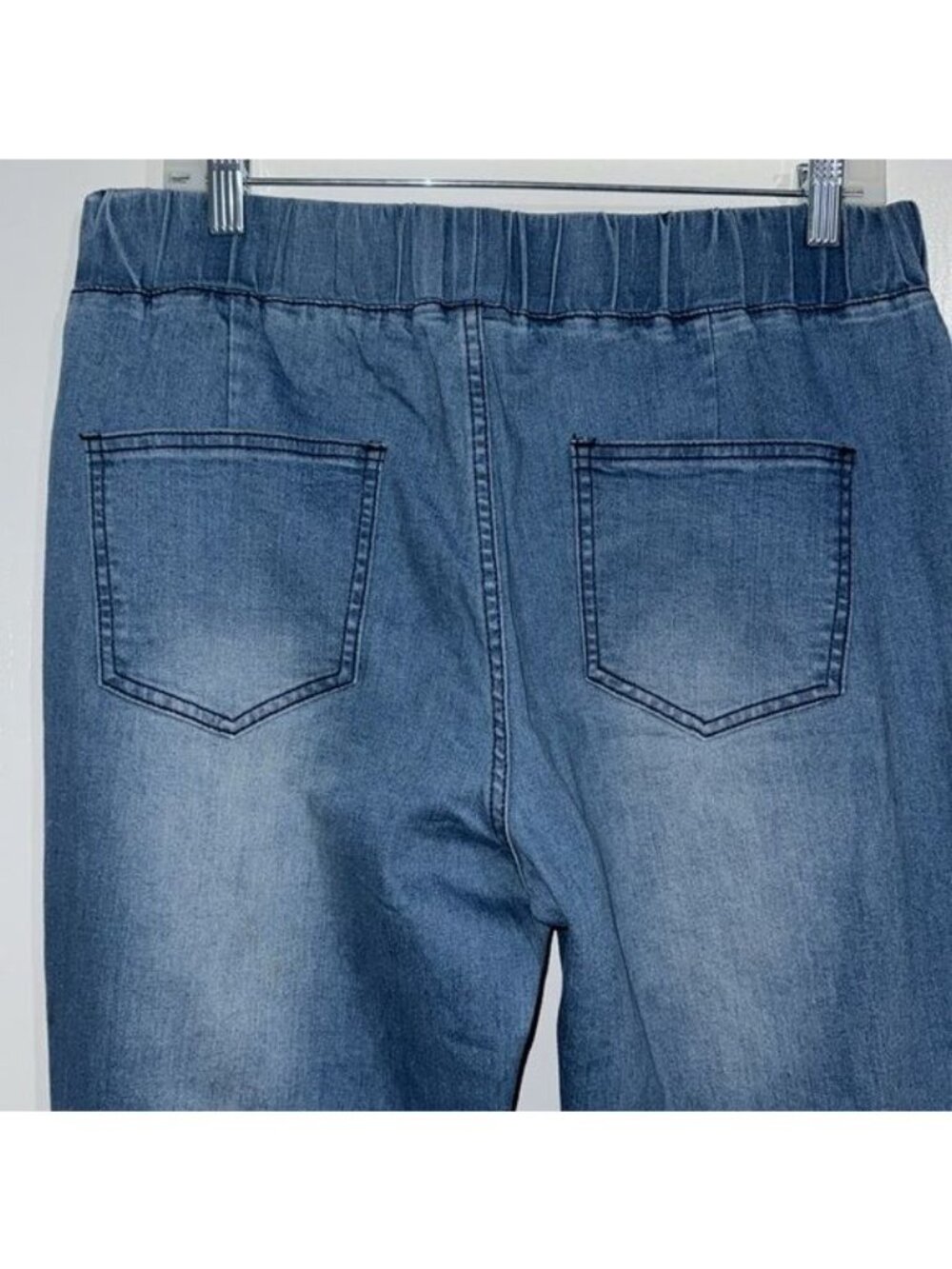 Womens XL Denim Bell-Bottom Jeans With Frayed Hem - Picture 9 of 13